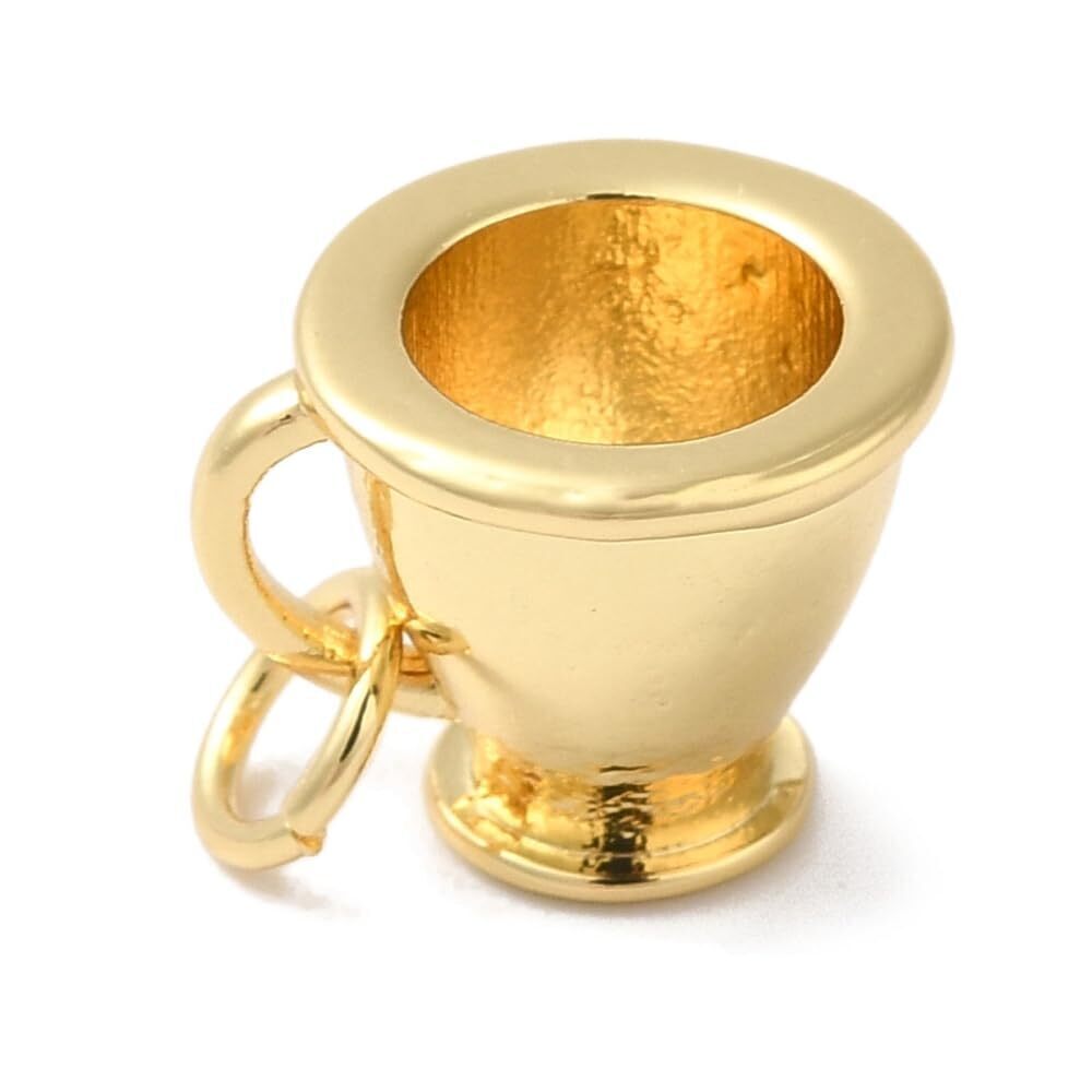 2849 10Pcs Cute Small Tea Cup Dangle Charms Delicate Brass Coffee Drink Cup